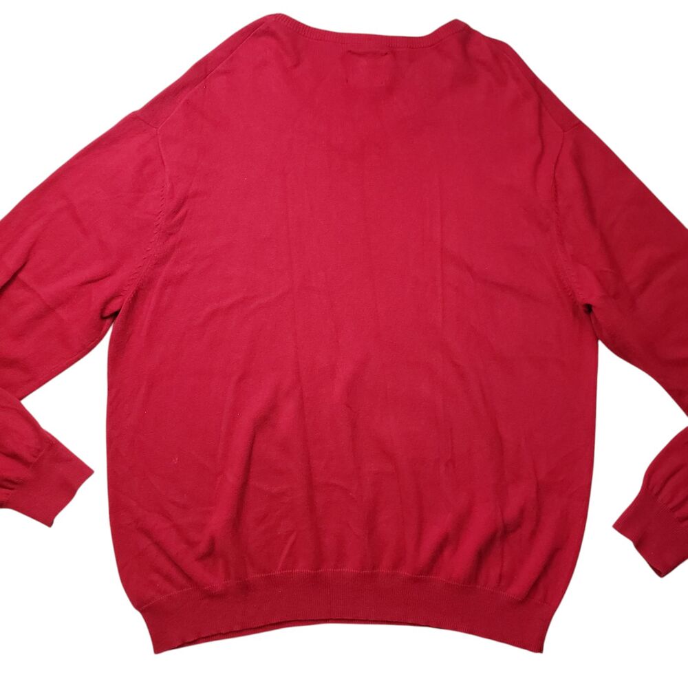 Chaps Sweater Mens XXL Red Cotton Cashmere Knit V-Neck - Picture 10 of 10